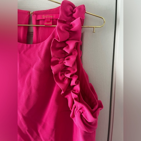 Lilly Pulitzer Kailee Sleeveless Ruffle Top Roxie Pink XS - Picture 7 of 10